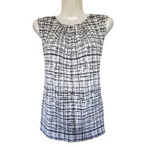 NEW Calvin Klein Black & White Pleated Sleeveless Top